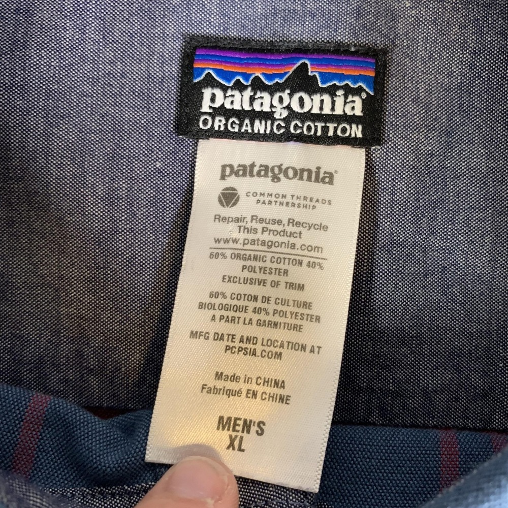 Patagonia Kiragg Shirt Mens XL Blue Organic‎ Cotton Plaid Long Sleeve Button Up - Picture 3 of 11